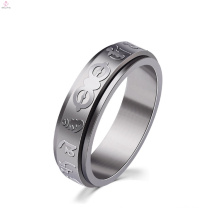 Stainless Steel Silver Custom Engraved Mantra Ring